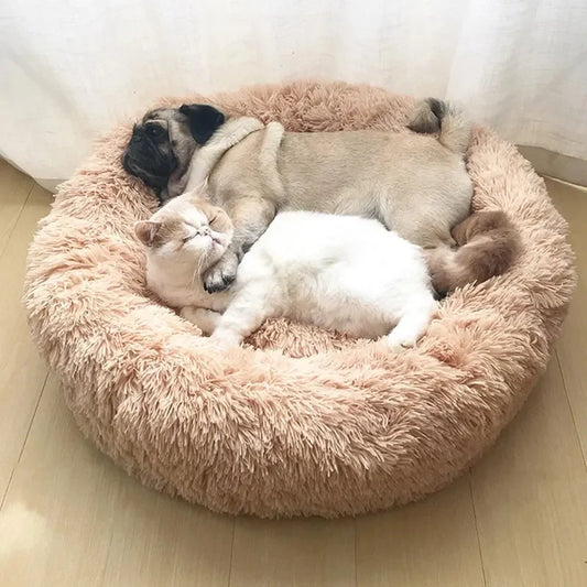 Cama de pelúcia redonda para cães
